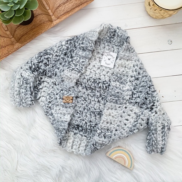 2/3 years Chunky Crochet Cocoon Sweater | marble, Sweater, cardigan Kids Sweater - Picture 3 of 3
